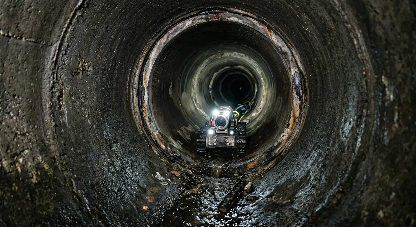 Robotic sewer camera inspecting pipe interior for Sewer Line Repair in Cortlandt